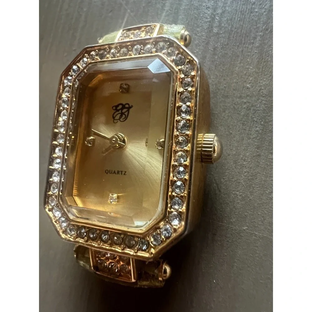 Elizabeth Taylor Vintage Watch Face Only‎ Rhinestone Bezel Gold Tone Hollywood